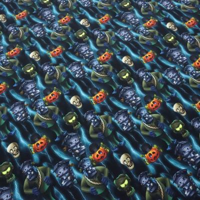 Stoff Baumwolle Jersey Halloween Zombie Kürbis Skulls Design schwarz grau orange khaki bunt Kinderstoff Kleiderstoff