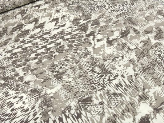 Fabric viscose jersey with abstract pattern mix design wool white taupé brown dress fabric