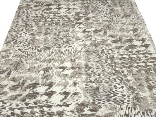 Fabric viscose jersey with abstract pattern mix design wool white taupé brown dress fabric