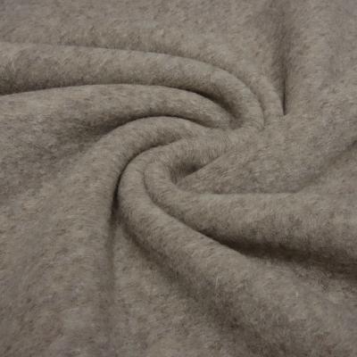Stoff Strickstoff Merino Woll Fleece beige melange uni Mantelstoff Jackenstoff
