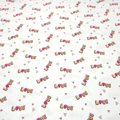 Fabric cotton jersey neon love hearts design white pink neon pink colorful dress fabric children's fabric