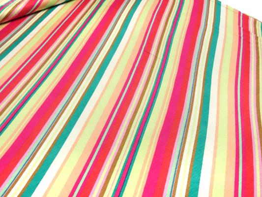 Fabric viscose jersey with horizontal stripes design red green pink multicolor striped dress fabric