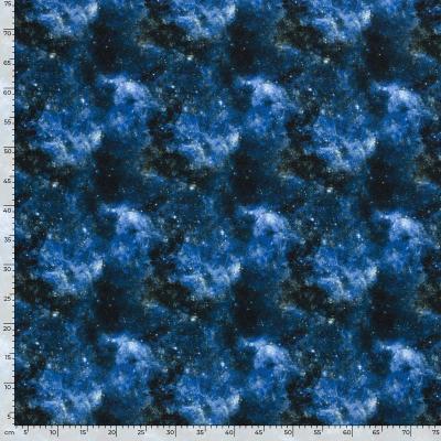 Fabric cotton sweatshirt fabric with galaxy space all space stars design blue white black children's fabric dress fabric hoodie fabric