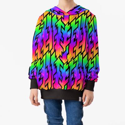 Stoff Baumwolle Sweatshirtstoff abstrakt Design geometrische Muster schwarz multicolor bunt Kinderstoff Kleiderstoff Hoodiestoff