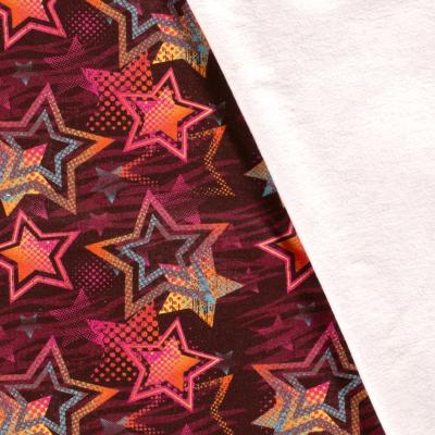 Stoff Baumwolle Sweatshirtstoff Sterne bordeaux rot orange blau pink bunt Kinderstoff Kleiderstoff