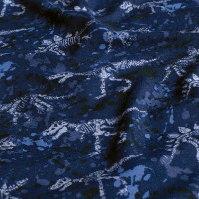 Stoff Baumwolle French Terry Sommersweatshirtstoff Dino Dinosaurier Design blau grau schwarz Kinderstoff Kleiderstoff