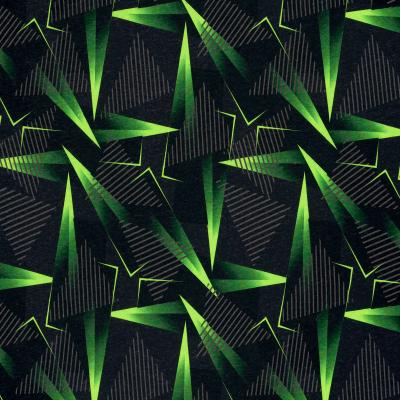 Stoff Baumwolle Sweatshirtstoff mit abstrakten geometrischen Design schwarz neongrün grau Kinderstoff Kleiderstoff