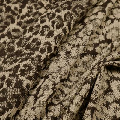 Stoff Jacquard mit Wollanteil Leoparden Animal Design braun beige Doubleface Jackenstoff Kleiderstoff Mantelstoff