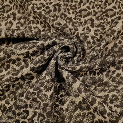 Stoff Jacquard mit Wollanteil Leoparden Animal Design braun beige Doubleface Jackenstoff Kleiderstoff Mantelstoff