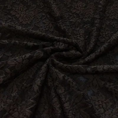 Fabric: Stretch Lace with Floral Pattern, Brown and Dark Brown, Dress Fabric