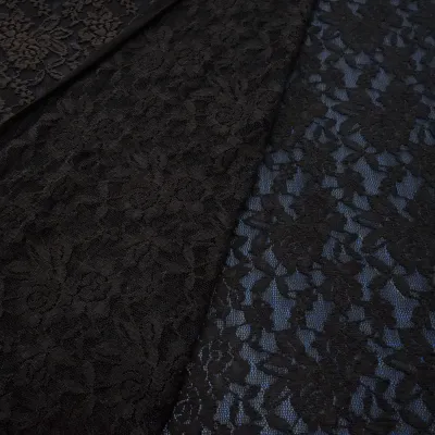 Fabric: Stretch Lace with Floral Pattern, Brown and Dark Brown, Dress Fabric