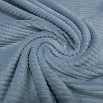 Stoff Strick Breitcord Stretch Meterware mit 5 mm Rippe uni hellblau Kleiderstoff Kinderstoff