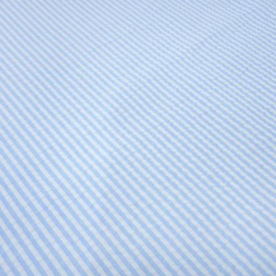 Stoff Baumwolle Seersucker Streifen hellblau weiß gestreift Blusenstoff Kleiderstoff