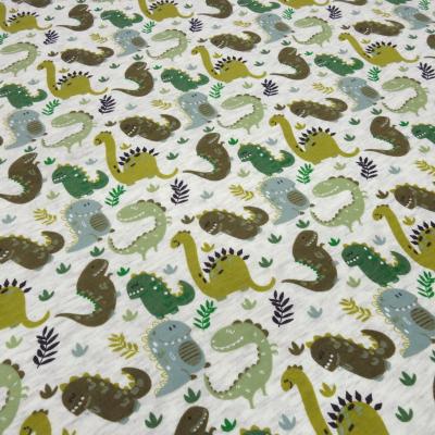 Fabric sweatshirt fabric alpine fleece side dinosaurs wool white melange green olive khaki colorful children's fabric dress fabric hoodie fabric