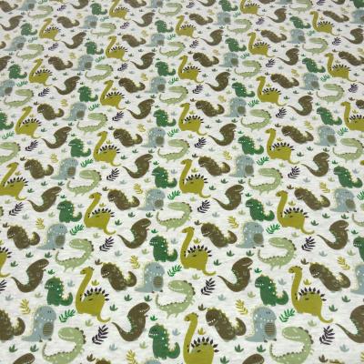 Fabric sweatshirt fabric alpine fleece side dinosaurs wool white melange green olive khaki colorful children's fabric dress fabric hoodie fabric