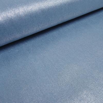Stoff Baumwolle beschichteter Denim Jeansstoff jeans blau silber glänzend Hosenstoff Kleiderstoff