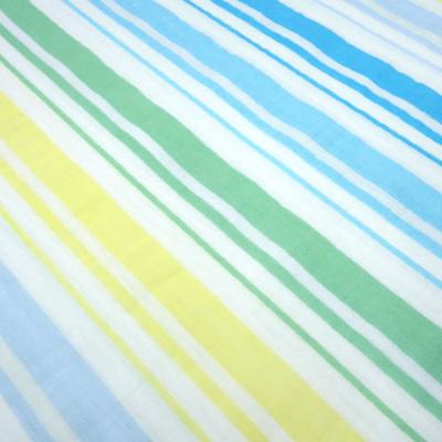 Fabric cotton muslin gauze burp cloth with beach stripe design white blue turquoise yellow green striped blouse fabric dress fabric children's fabric