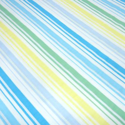 Fabric cotton muslin gauze burp cloth with beach stripe design white blue turquoise yellow green striped blouse fabric dress fabric children's fabric