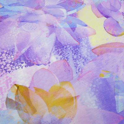 Stoff Viskose Jersey mit Spring Lotus Blumenmuster Blüten Design pastell multicolor flieder bunt Kleiderstoff Kinderstoff