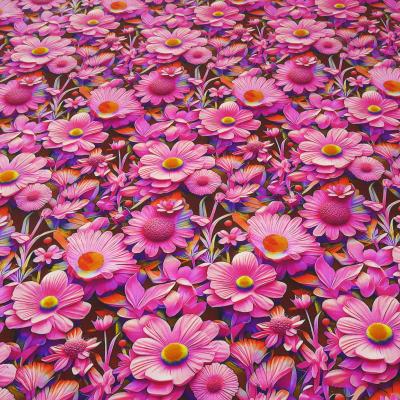 Stoff Viskose Jersey mit Blumenmuster Blüten Design pink rosa orange bunt Kleiderstoff Kinderstoff