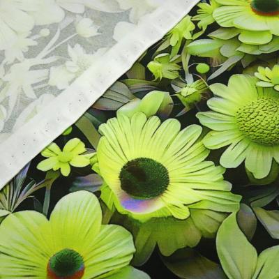 Stoff Viskose Jersey mit Blumenmuster Blüten Design grün gelb schwarz bunt Kleiderstoff Kinderstoff