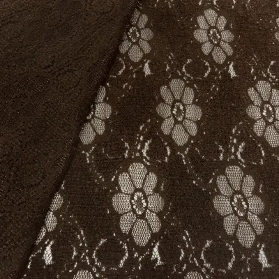 Stoff Spitze Spitzenstoff mit Blumenmuster braun dunkelbraun schoko Kleiderstoff