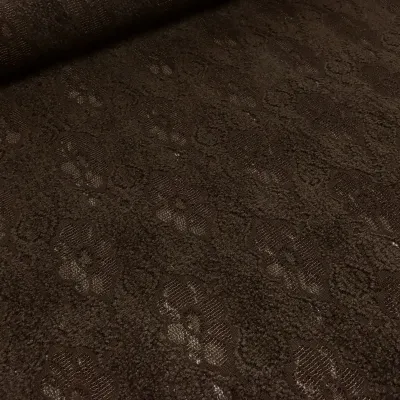 Stoff Spitze Spitzenstoff mit Blumenmuster braun dunkelbraun schoko Kleiderstoff