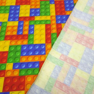 Stoff Baumwolle Jersey Bauklötze Bausteine Design multicolor grün blau rot orange gelb Kinderstoff Kleiderstoff