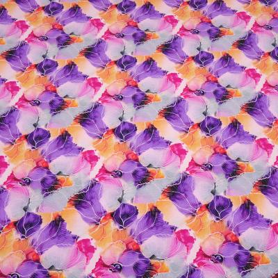 Stoff Baumwolle Jersey Blumen Blüten Design lila orange pink rosa bunt Kleiderstoff Kinderstoff