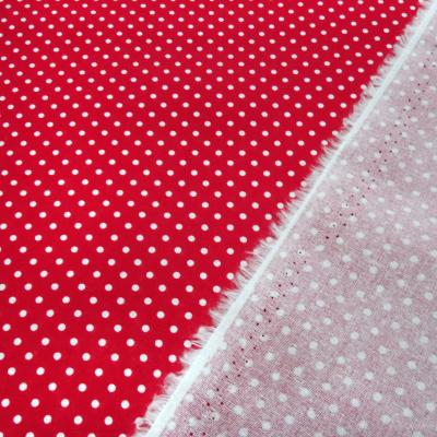Cotton poplin fabric with 3 mm polka dot design in red and white dress fabric blouse fabric decorative fabric