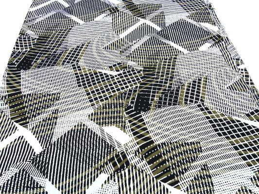 Stoff 100% Viskose Chiffon Georgette Abstrakt geometrische Muster Design weiß schwarz khaki-oliv Blusenstoff Kleiderstoff