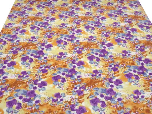 Stoff Viskose Jersey Blumen Rosen Design gelb orange lila blau bunt Kleiderstoff