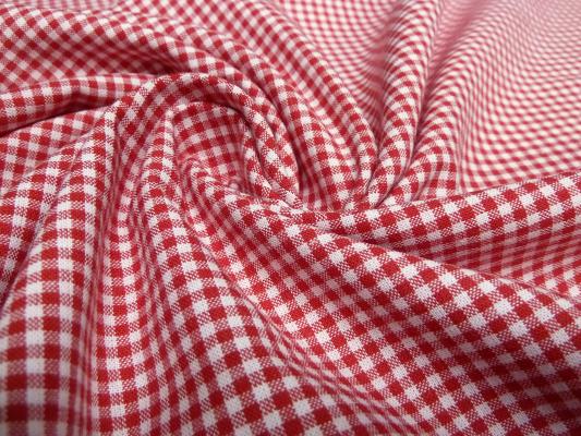 Stoff 100% Baumwolle 2 mm Zefir Karo rot weiß kariert Kleidestoff Blusenstoff Dekostoff​