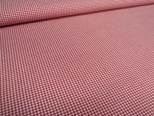 Stoff 100% Baumwolle 2 mm Zefir Karo rot weiß kariert Kleidestoff Blusenstoff Dekostoff​