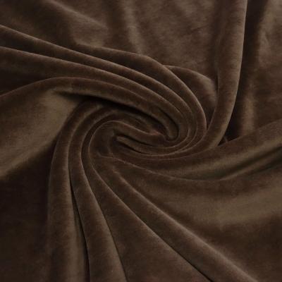 Stoff Nicki Velour Samt stretchig uni schoko braun Kleiderstoff Kinderstoff Babystoff Pyjamastoff