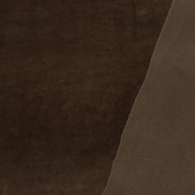 Stoff Nicki Velour Samt stretchig uni schoko braun Kleiderstoff Kinderstoff Babystoff Pyjamastoff