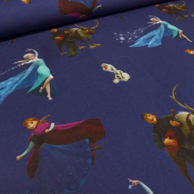 Fabric cotton jersey Disney Frozen Anna Elsa Olaf design dark blue blue colorful children's fabric dress fabric license fabric