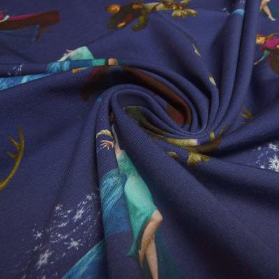 Fabric cotton jersey Disney Frozen Anna Elsa Olaf design dark blue blue colorful children's fabric dress fabric license fabric