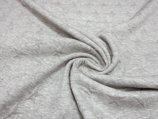 Stoff Jacquard Sweatshirtstoff mit Sterne Design hellgrau melange Kleiderstoff Kinderstoff Hoodiestoff