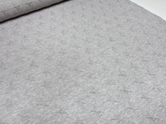 Stoff Jacquard Sweatshirtstoff mit Sterne Design hellgrau melange Kleiderstoff Kinderstoff Hoodiestoff