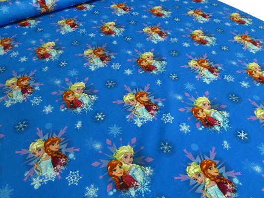 Stoff Baumwolle Jersey Disney Eiskönigin Frozen Anna Elsa blau bunt Kinderstoff Kleiderstoff