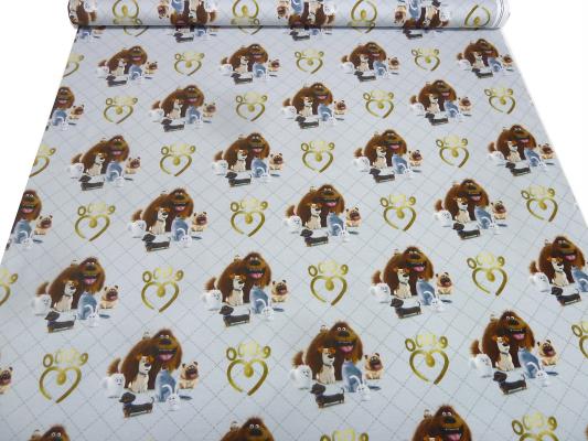 Stoff Baumwolle Jersey Pets Duke Max Snowball Cloe grau bunt Kinderstoff Kleiderstoff