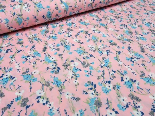 Fabric cotton poplin flowers scattered pink blue white green blouse fabric dress fabric decoration fabric