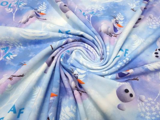 Stoff Baumwolle Jersey Disney Eiskönigin Frozen Olfa Design blau weiß bunt Kinderstoff Kleiderstoff Lizenzstoff