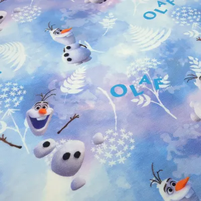 Fabric cotton jersey Disney ice queen Frozen Olfa design blue white colorful children's fabric dress fabric license fabric