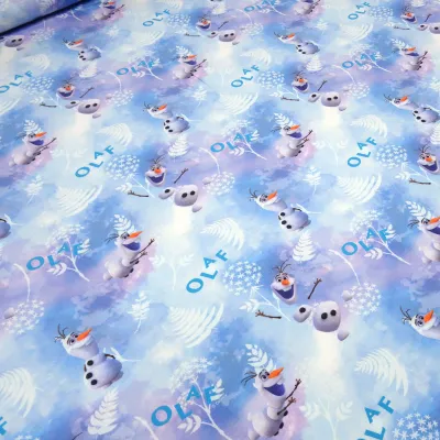 Fabric cotton jersey Disney ice queen Frozen Olfa design blue white colorful children's fabric dress fabric license fabric