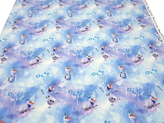 Stoff Baumwolle Jersey Disney Eiskönigin Frozen Olfa Design blau weiß bunt Kinderstoff Kleiderstoff Lizenzstoff