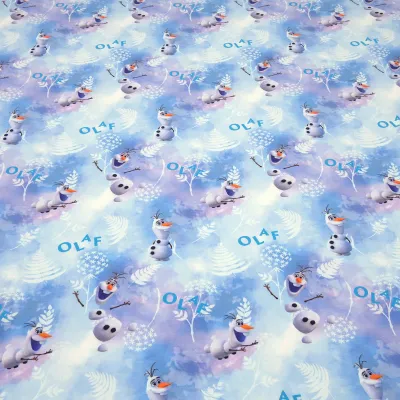 Fabric cotton jersey Disney ice queen Frozen Olfa design blue white colorful children's fabric dress fabric license fabric