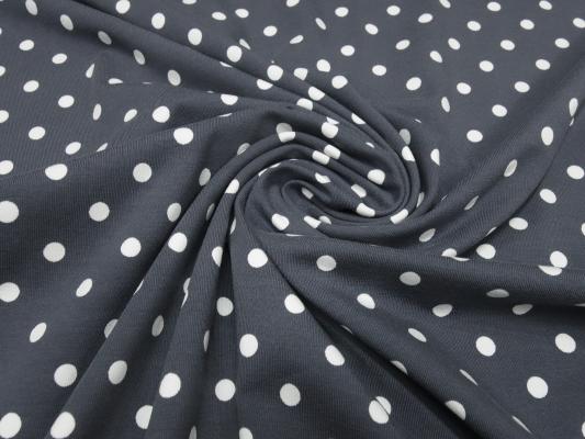 Fabric cotton jersey with 8 mm dots dots design gray white dress fabric children's fabric