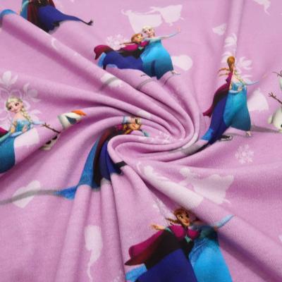 Fabric cotton jersey Disney Frozen Anna Elsa pink colorful children's fabrics dress fabrics license fabrics